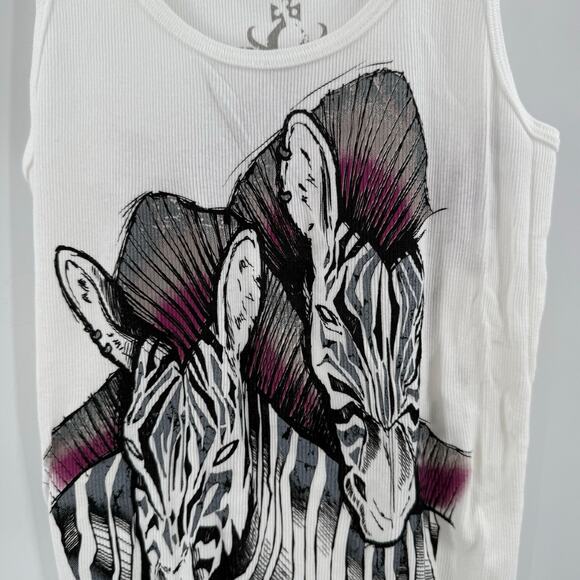 Key Closet Tank Top Size Medium NEW Zebra Ribbed Y2K Style 2000s Cotton USA - Picture 7 of 11